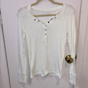 Aerie Cream Long Sleeve Henley Top NWOT